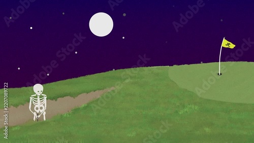 The Golfer who couldn't escape the Bunker - Funny Halloween Loop at Night