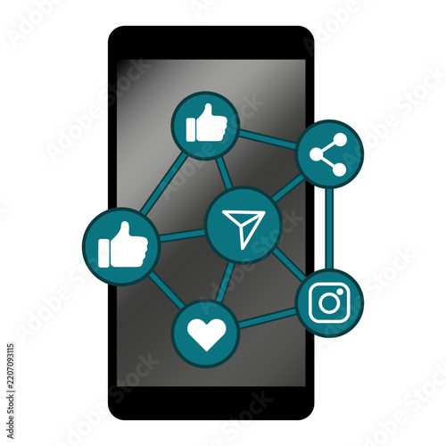 Smartphone social media network connect tech vector icon