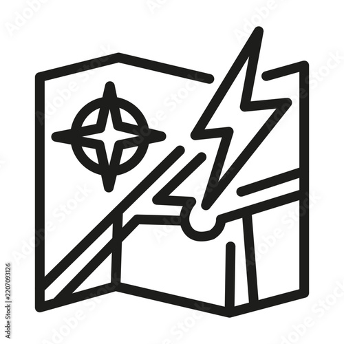 Map lightning navigation target power tech vector icon