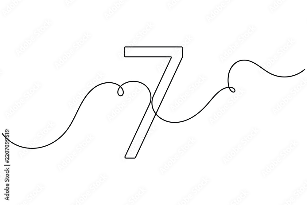 Obraz premium Modern digit counting number icon sign continuous one line drawing single art on white background minimalist monoline indicator of success achievement numeral figure concept symbol vector illustration