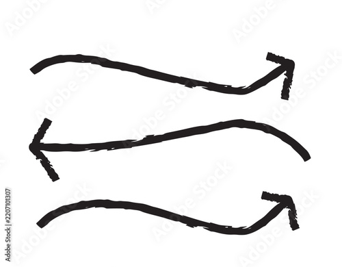 Hand Drawn Curved Arrows Directional Flow Elements Isolated On White Background Minimal Sketch Illustration