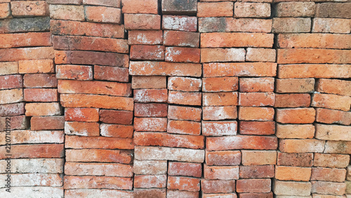 Weathered Red Brick Wall with Natural Textured Surface
