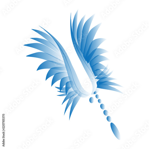 Blue abstract feather vector art background