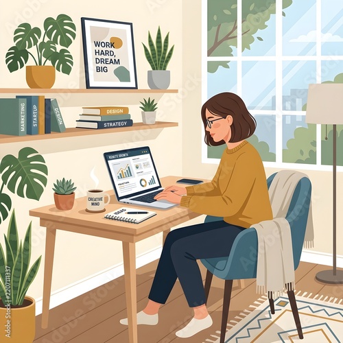 Entrepreneur Working Remotely on Laptop 