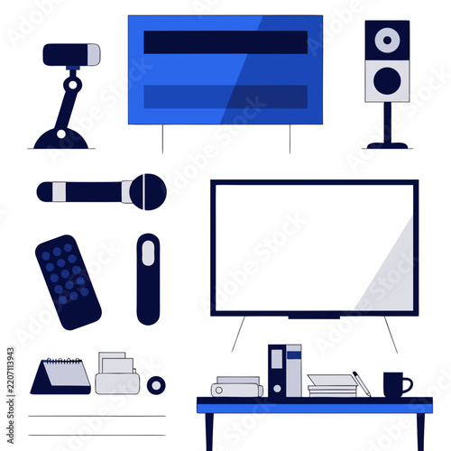 Modern Meeting Room Equipment Vector Graphic