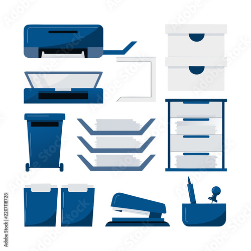 Modern Document Management Equipment Vector Graphic