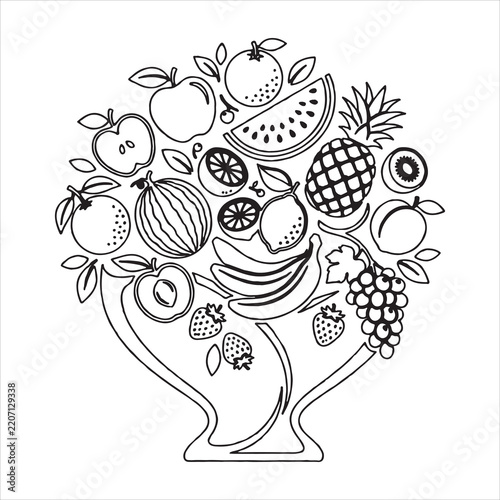 Silhouette art vector designs of various fruits
