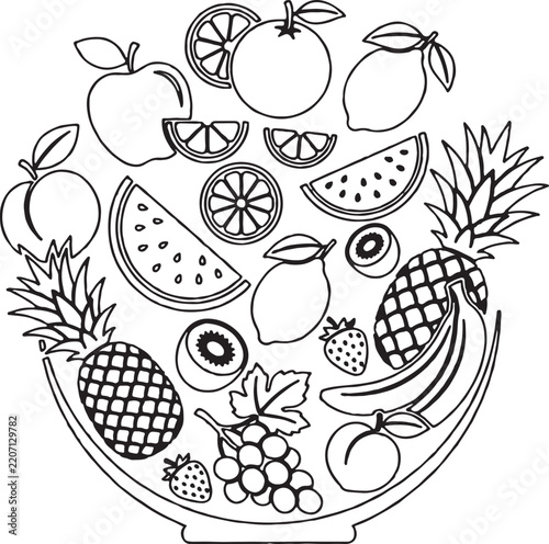 Silhouette art vector designs of various fruits