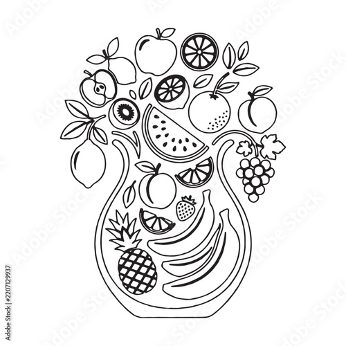 Silhouette art vector designs of various fruits