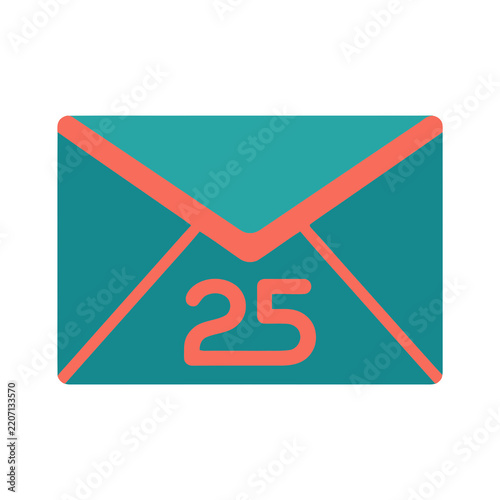 Teal envelope with number 25