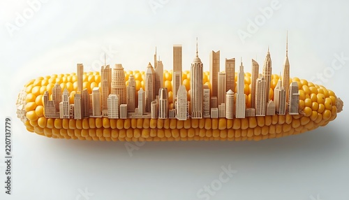 City skyline made of wooden blocks.