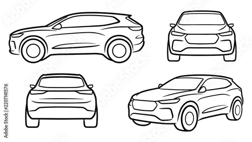 Modern Sport Utility Vehicle Clipart with Sleek Automotive Styling Isolated on a Transparent Background.