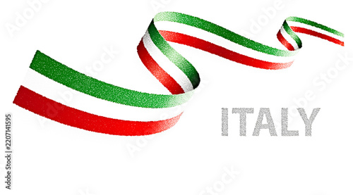 Abstract flowing italian ribbon with green white and red tricolor stripes for italy national day celebrations and festive banner designs.