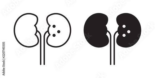 Kidney disease icon flat outline in black
