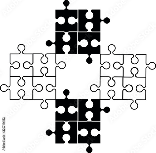 puzzle icon black and white color design on white background 