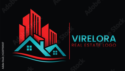 modern urban real estate skyline and home logo