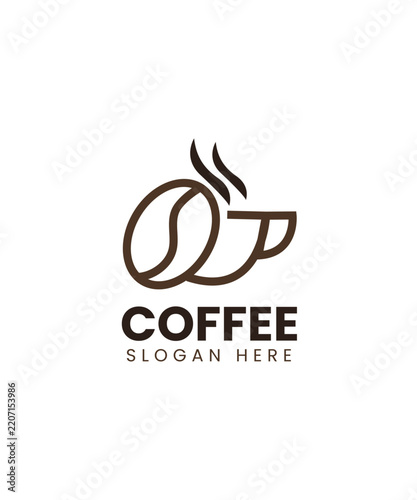 coffee day logo, A dark brown emblem featuring a coffee cup icon, international day of coffee, coffee cup logo design template flat vector