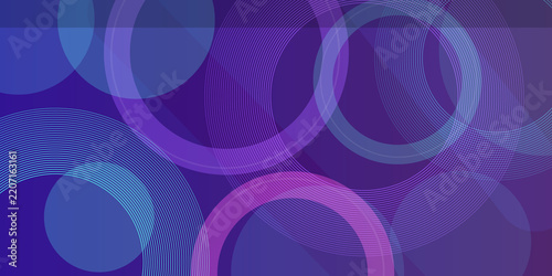 Purple abstract circle shapes with overlapping lines for modern corporate background art.