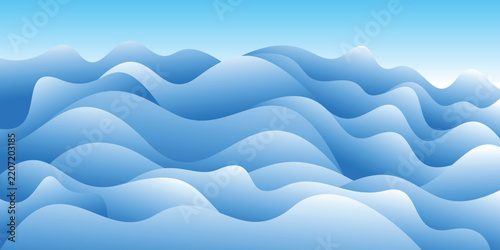 Abstract Blue Gradient Wavy Layers Background