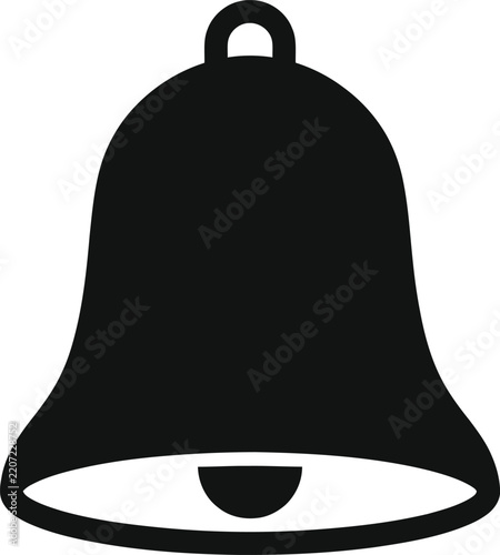 Black Handbell Silhouette with Ring Handle and Clapper Isolated Vector Illustration