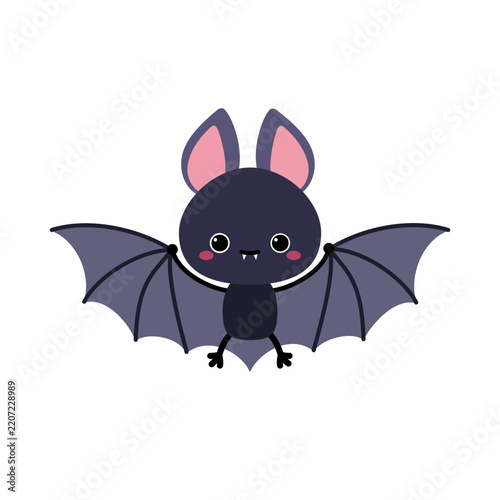 Cute cartoon bat with spread wings