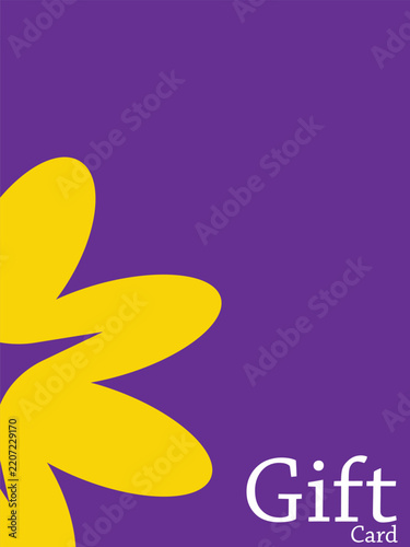 Modern Abstract Floral Gift Card Template with Purple and Yellow Background