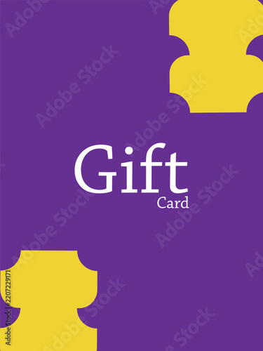 Minimal Modern Gift Card Template with Purple Background and Yellow Geometric Shapes