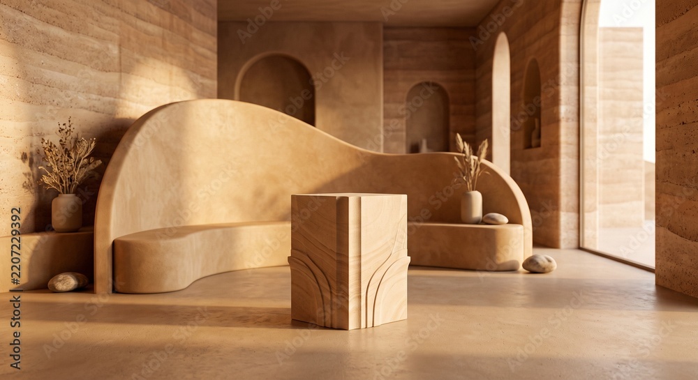 Fototapeta premium Desert Sandstone Product Display Scene