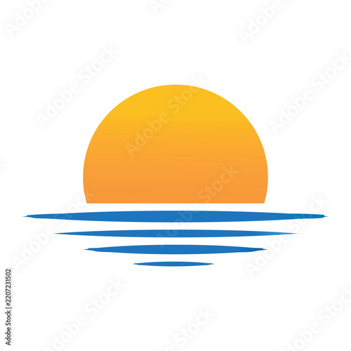 Sunrise Over Water Wave Logo for Solar Energy and Renewable Energy