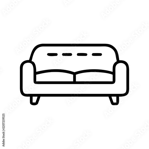Modern couch furniture outline icon for living room decoration.