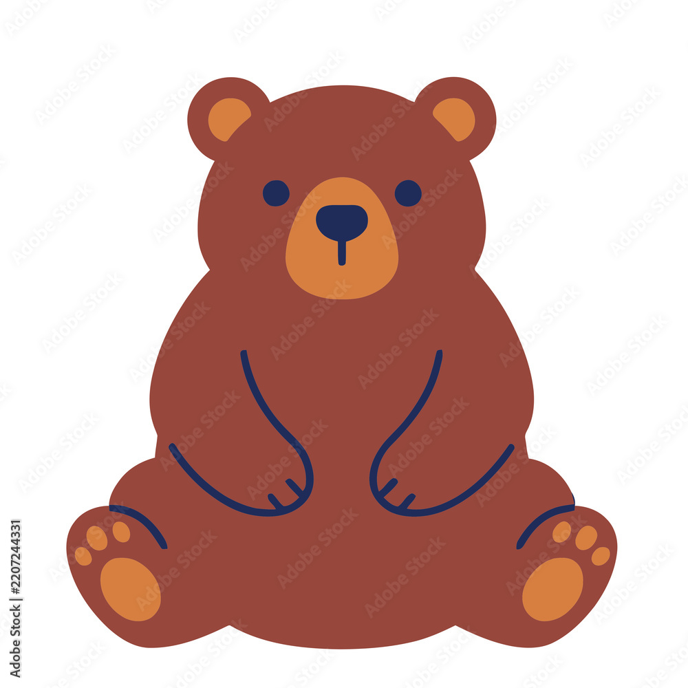 Fototapeta premium Cartoon Bear Sitting Illustration