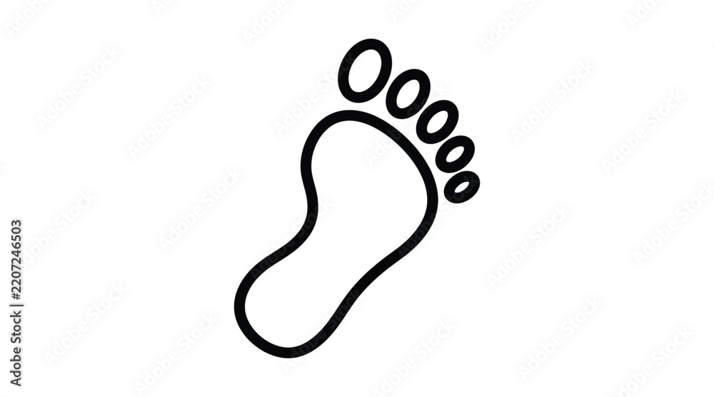 Obraz premium Footprint silhouette illustration on a white background depicts a human foot