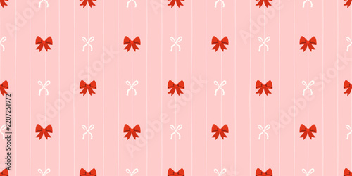 Sweater seamless pink checkered heart line pattern bow coquette gingham. Design for feminine and colorful vector background coquette. Style graphic with bowknot and trellis motif in red.