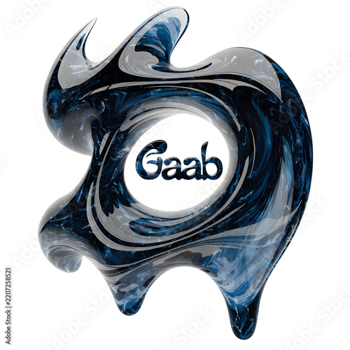 Abstract 3D Swirling Blue Liquid Organic Shape on White