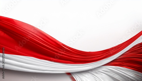 minimal modern indonesian patriotic background with soft ribbon waves and spacious white copy space ideal for branding presentations and independence day promotions