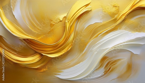 oil painting and paste structure in white and gold colors