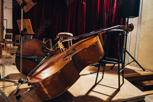 Classical musical instrument on stage at a jazz club or theater