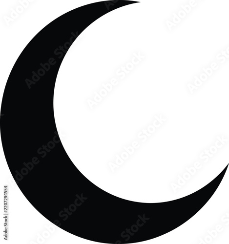 Crescent moon silhouette vector. Moon phase vector icon