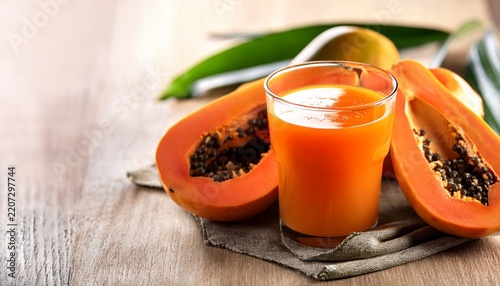 glass of fresh papaya juice