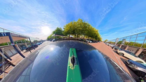Car Roof Mounted Camera Unique and Ultra Wide Angle Footage of British Road Travel and Traffic. During Travel Car Was Passing Through Most of Cities Streets, Landscapes and Highways of England, UK