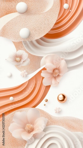 Elegant Floral Abstract Background with Soft Textures and Modern Design Elements in Trendy Colors