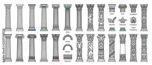 Collection of Ancient Greek and Roman Column Styles