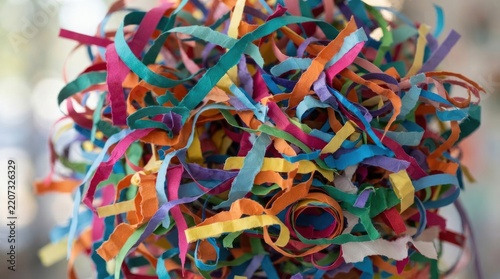 Vibrant Multicolored Shredded Paper Ball Texture.