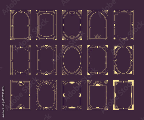 Celestial Frame Set Art Deco Borders Line Art