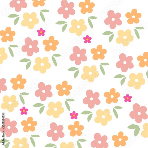 Yellow and pink floral patterns