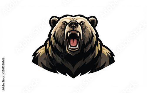 GrizzlyBearRoaringIllustrationArtworkVectorDesign.