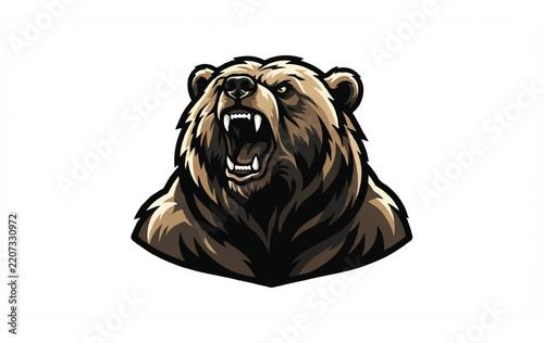 GrizzlyBearRoaringIllustrationCloseUpArtwork.