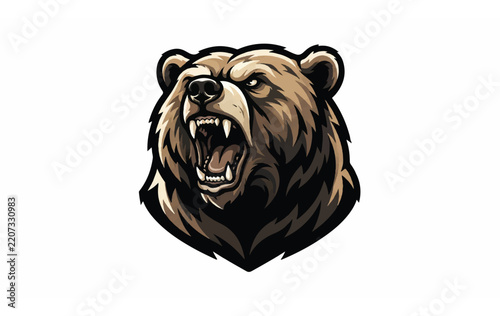 GrizzlyBearRoaringIllustrationVectorArt.