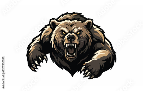 GrizzlyBearRoaringIllustrationVectorArtwork.