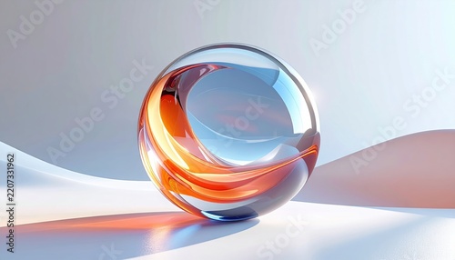 3d abstract sphere, clean modern composition for commercial stock photography